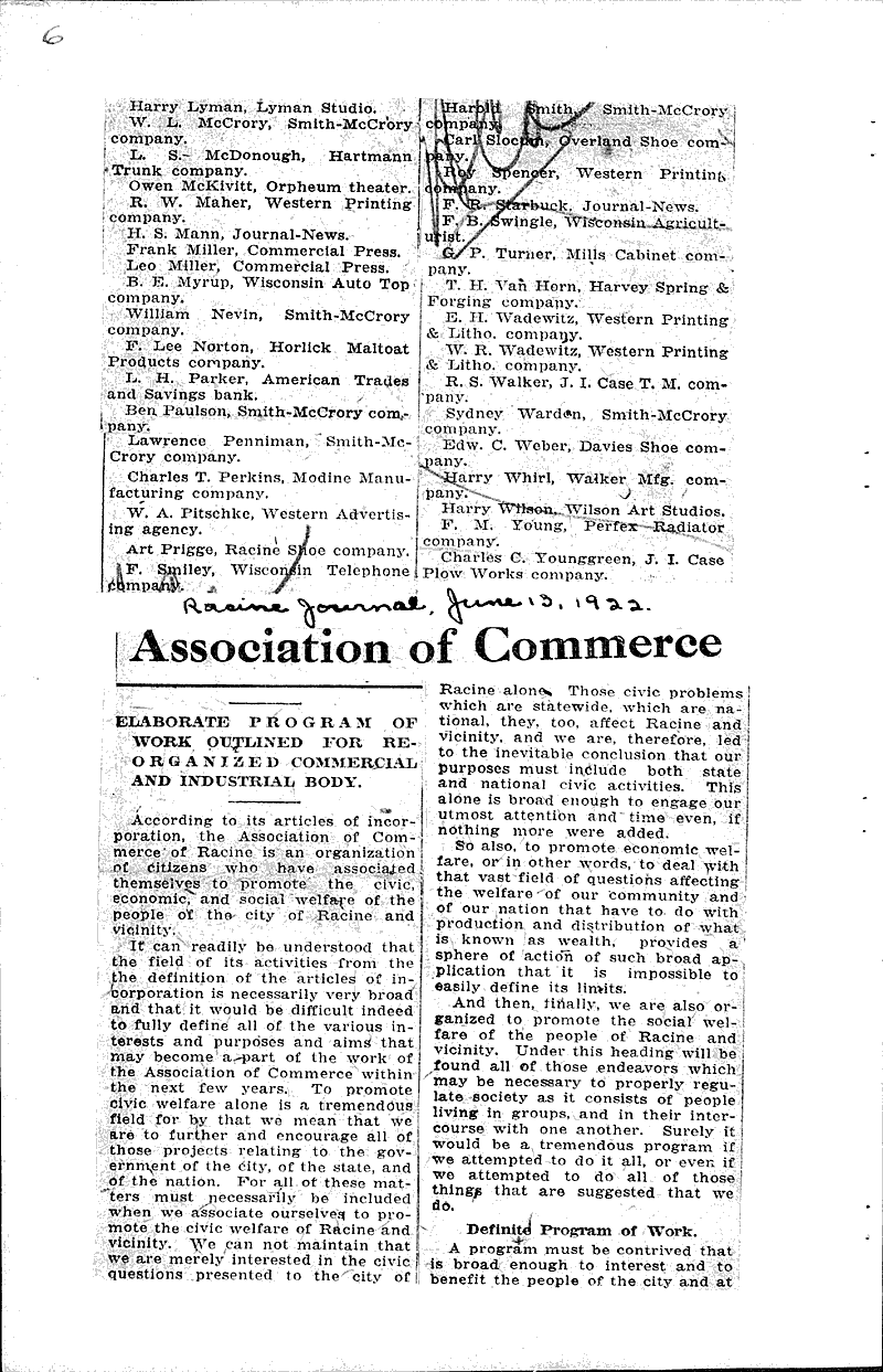  Source: Racine Journal Date: 1922-06-13
