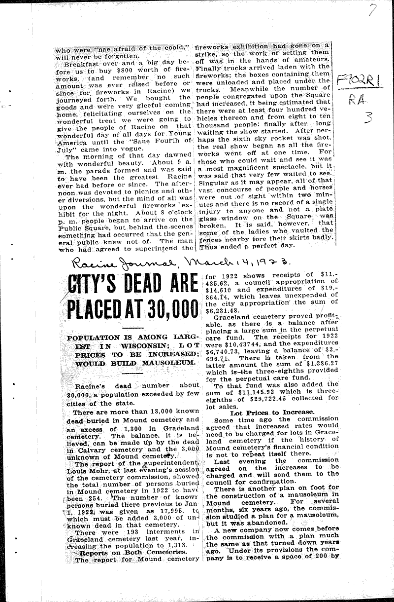  Source: Racine Journal Date: 1923-03-14