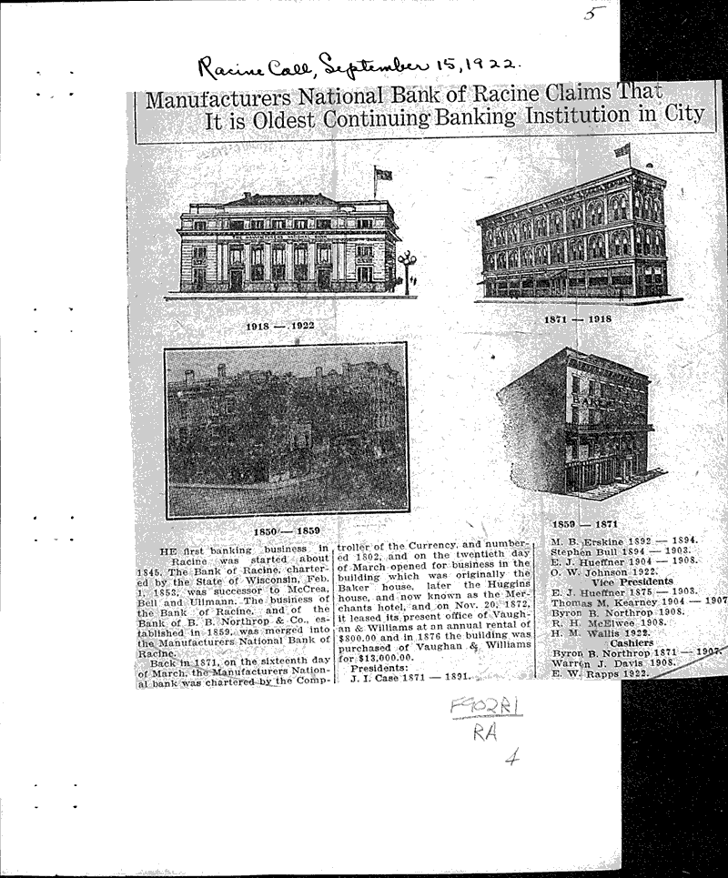  Source: Racine Call Topics: Industry Date: 1922-09-15