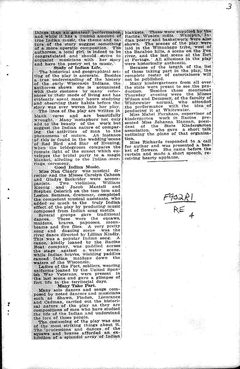  Source: Racine Journal-News Topics: Art and Music Date: 1921-04-16