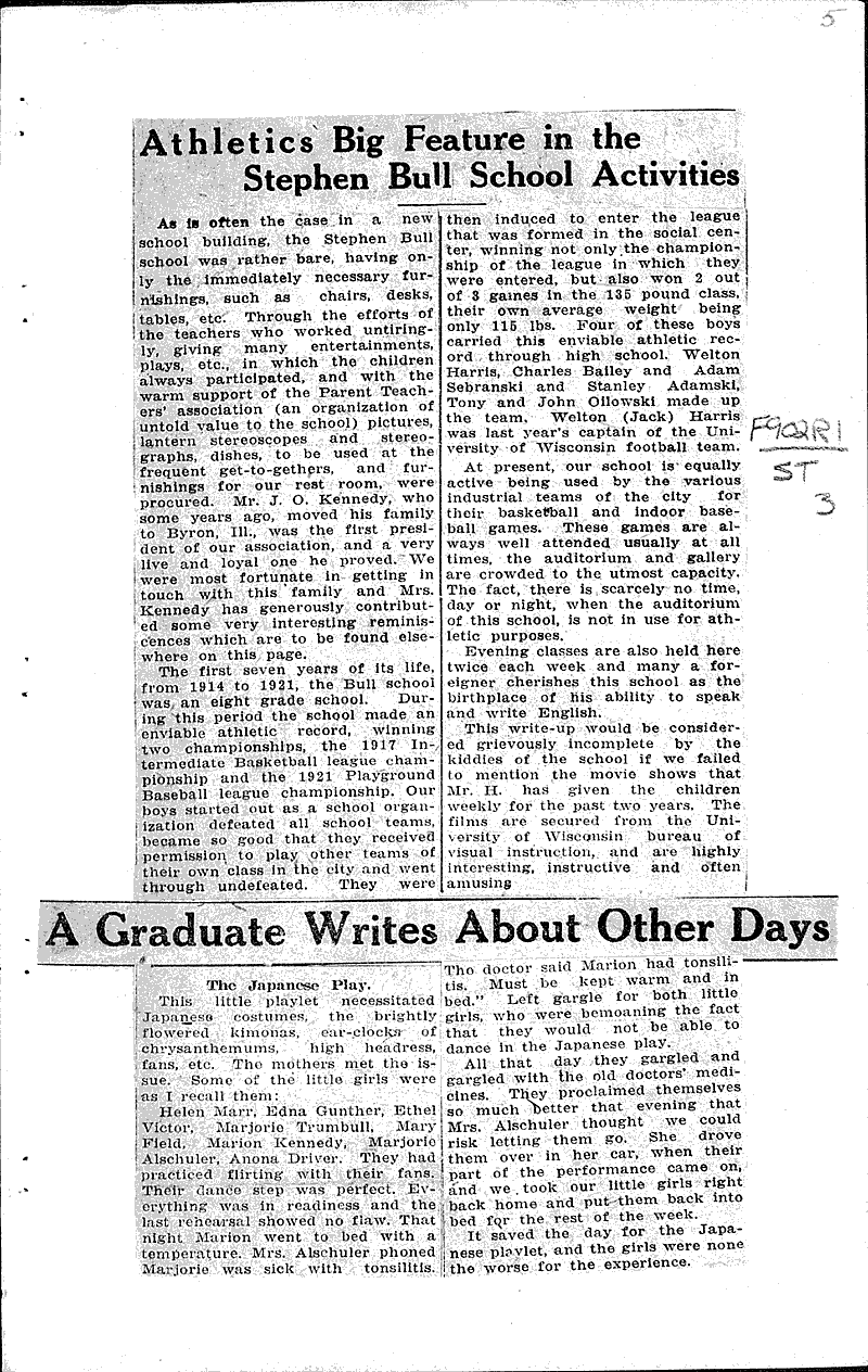  Source: Racine Journal-News Topics: Education Date: 1925-03-05