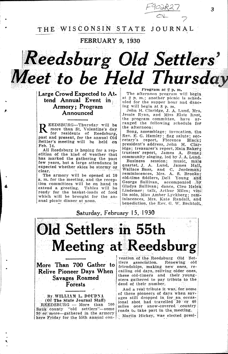  Source: Wisconsin State Journal Date: 1930-02-09