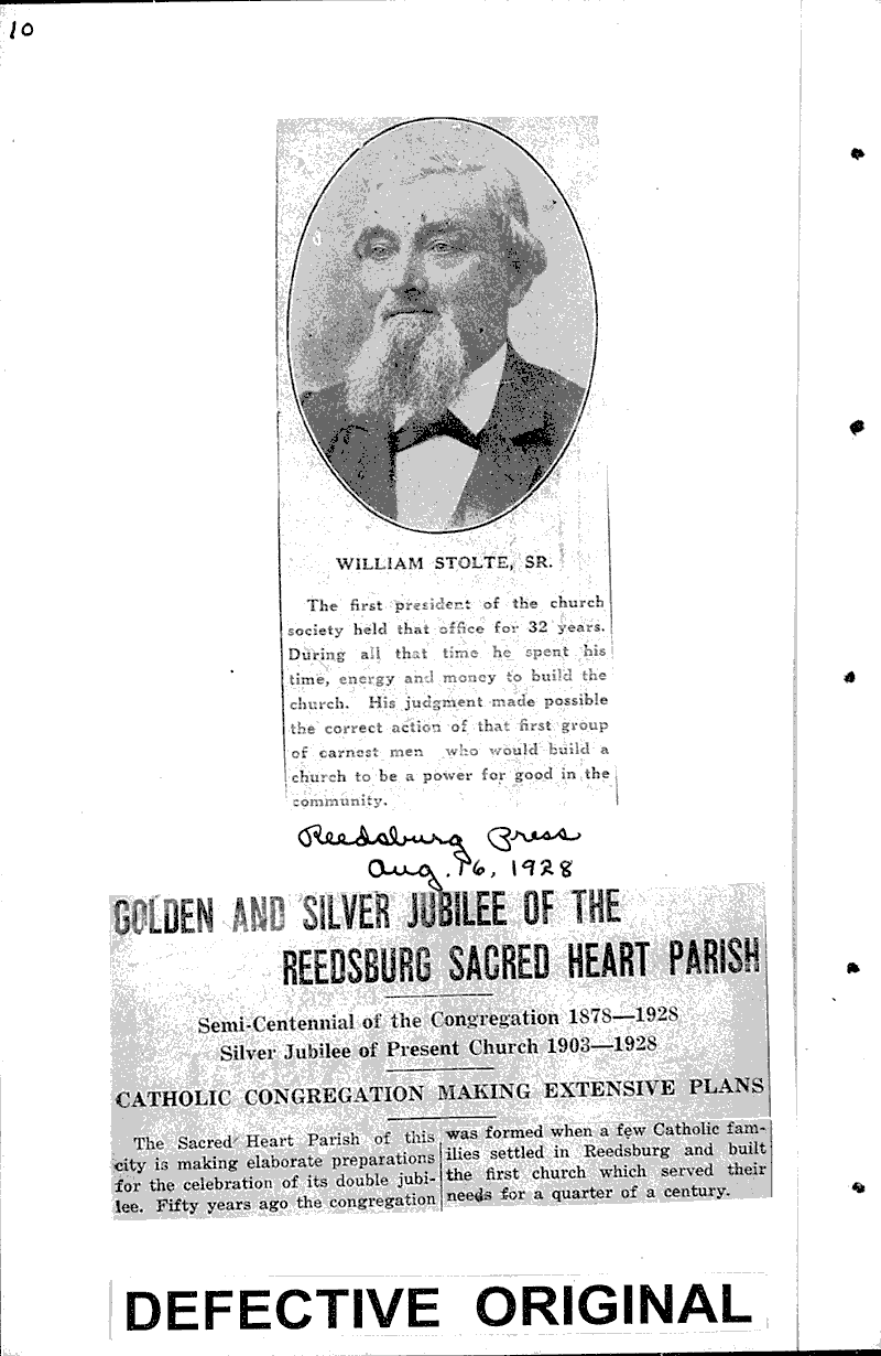  Source: Reedsburg Free Press Topics: Church History Date: 1928-08-16
