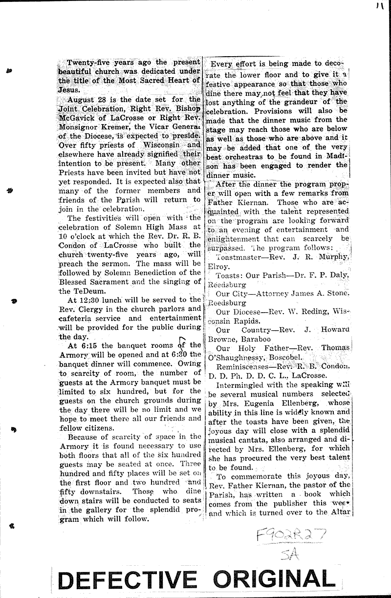  Source: Reedsburg Free Press Topics: Church History Date: 1928-08-16
