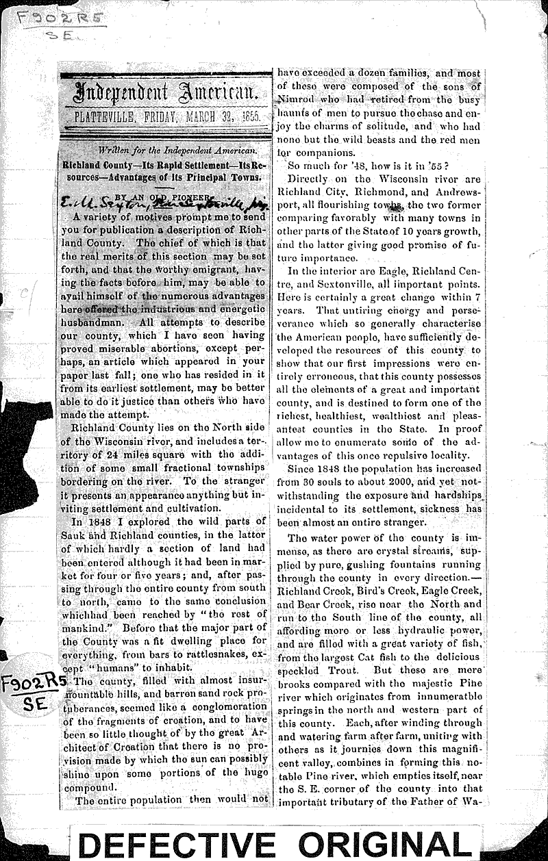  Source: Independent American Date: 1855-03-30