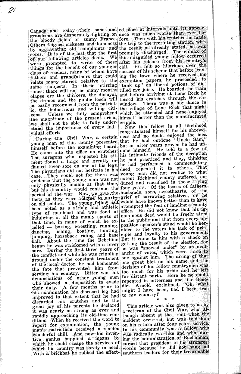  Source: Richland Center Democrat Topics: Civil War Date: 1917-05-16