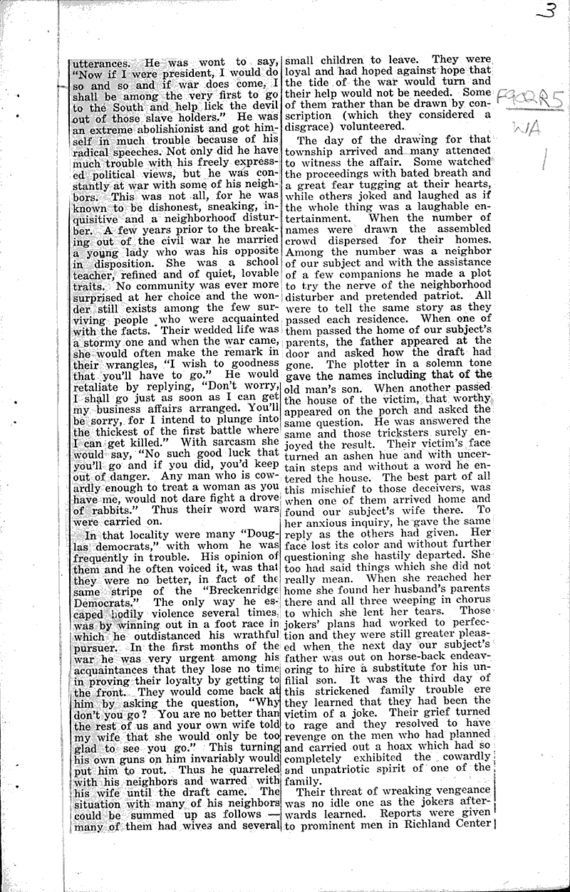  Source: Richland Center Democrat Topics: Civil War Date: 1917-05-16