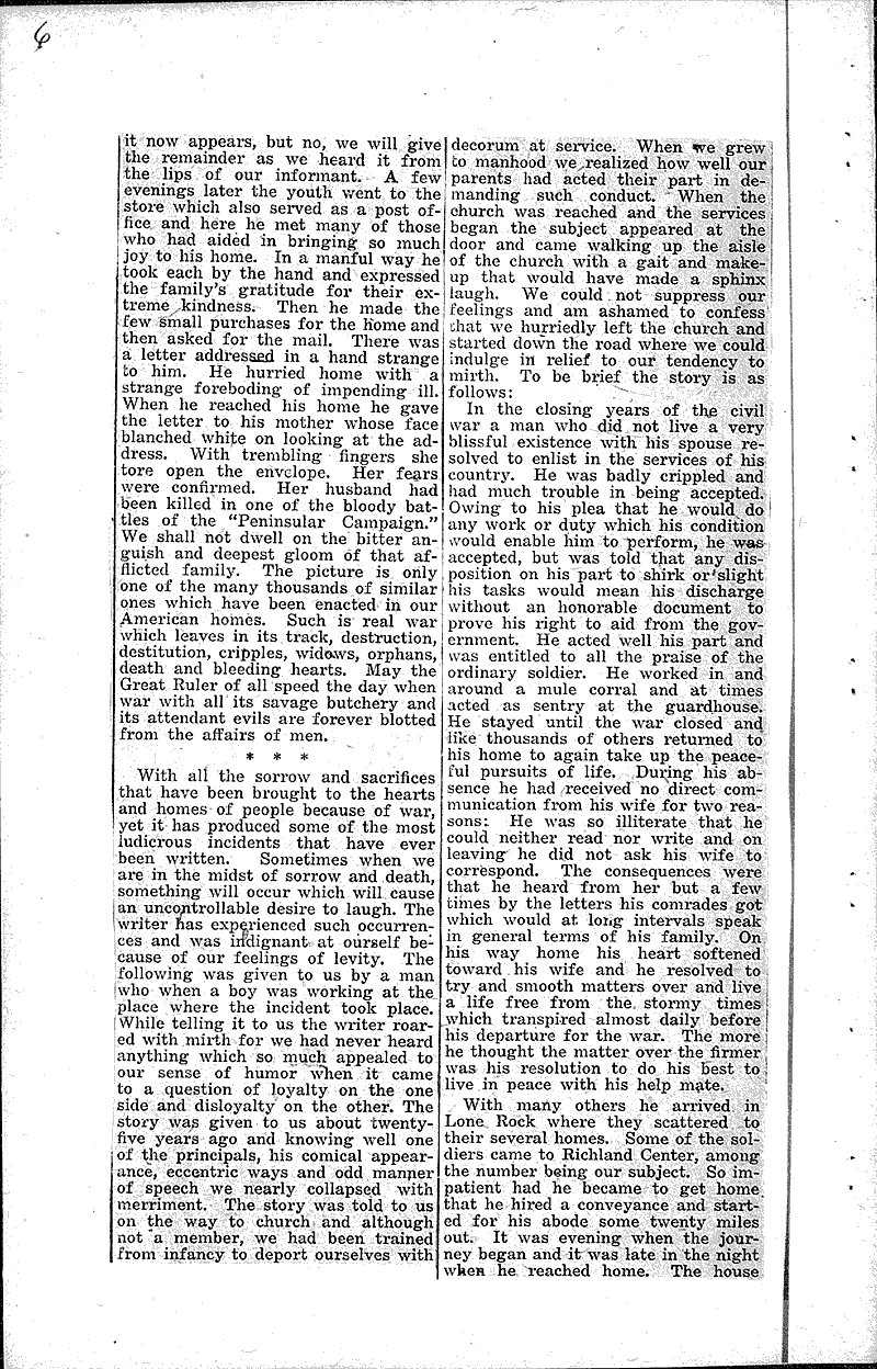  Source: Richland Center Democrat Topics: Civil War Date: 1917-05-16