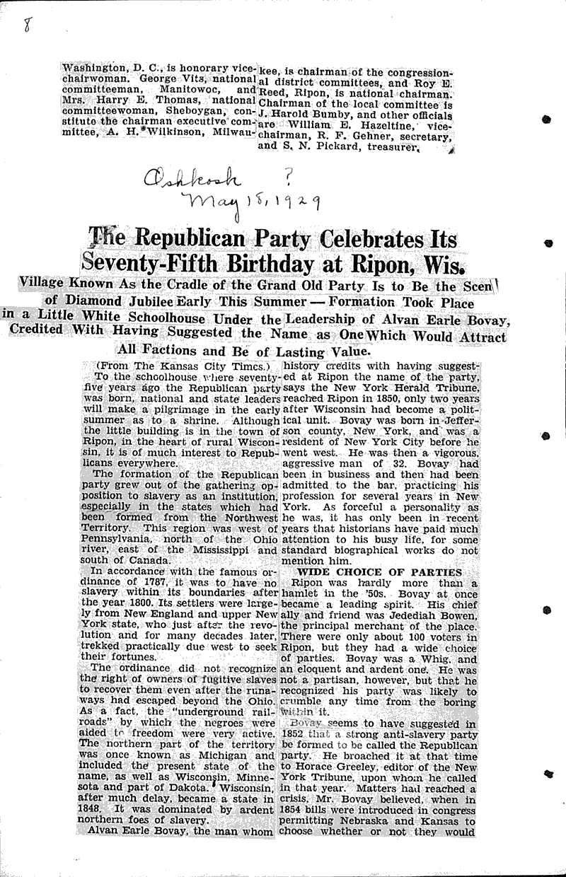  Source: La Crosse Tribune Topics: Government and Politics Date: 1929-05-12