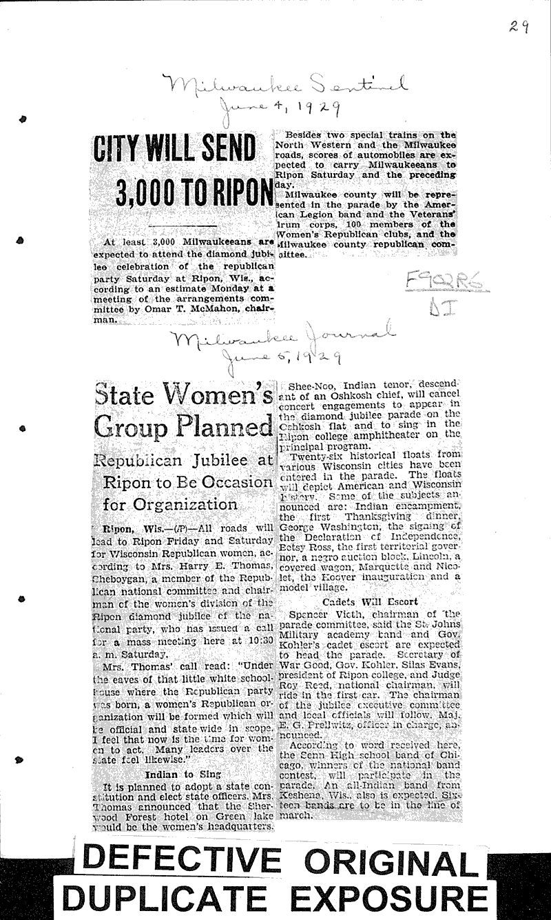  Source: Milwaukee Sentinel Topics: Government and Politics Date: 1929-06-04