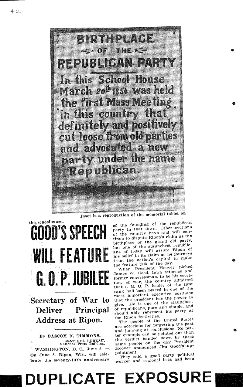  Source: Milwaukee Sentinel Topics: Government and Politics Date: 1929-06-06