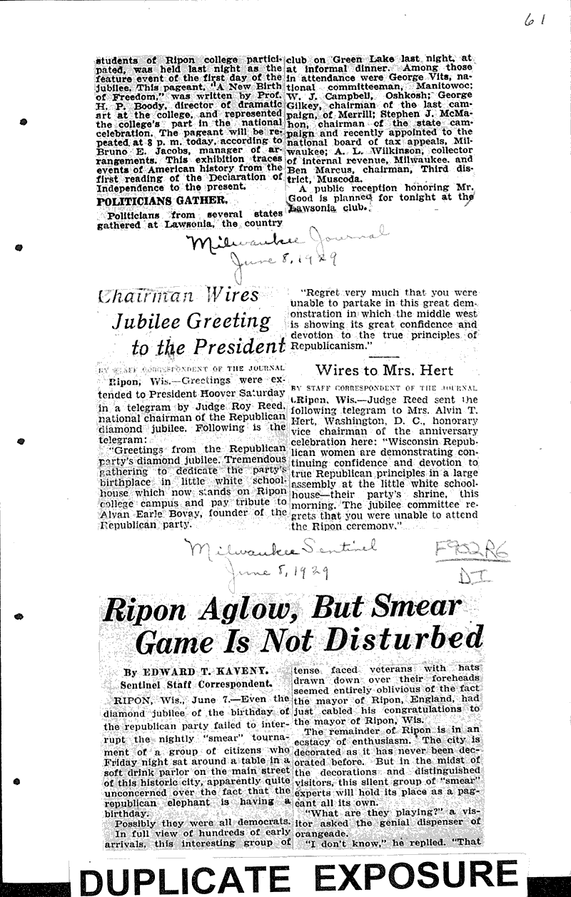  Source: Milwaukee Sentinel Topics: Government and Politics Date: 1929-06-08