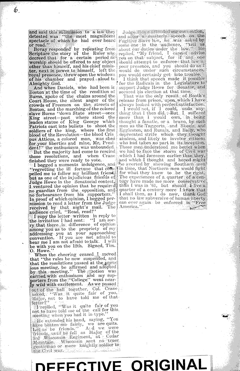 The Booth war in Ripon Newspaper Article/Clipping Wisconsin