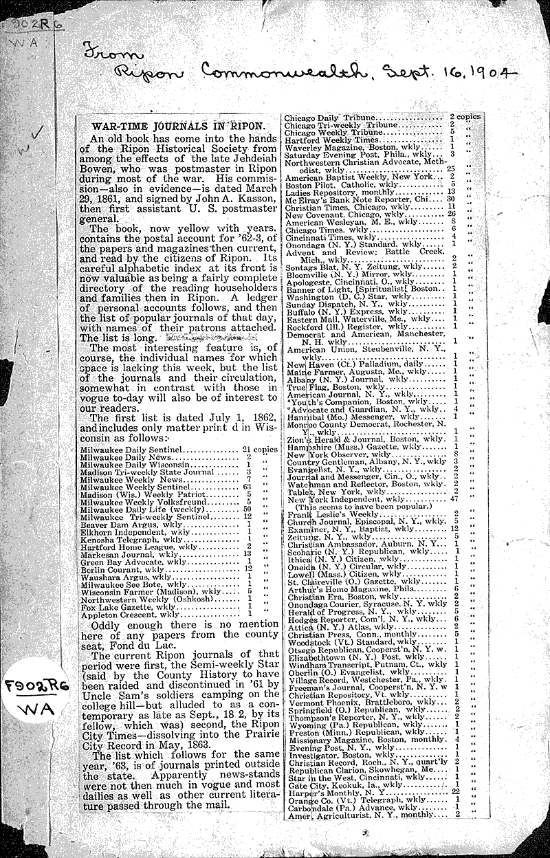  Source: Ripon Commonwealth Topics: Education Date: 1904-09-16