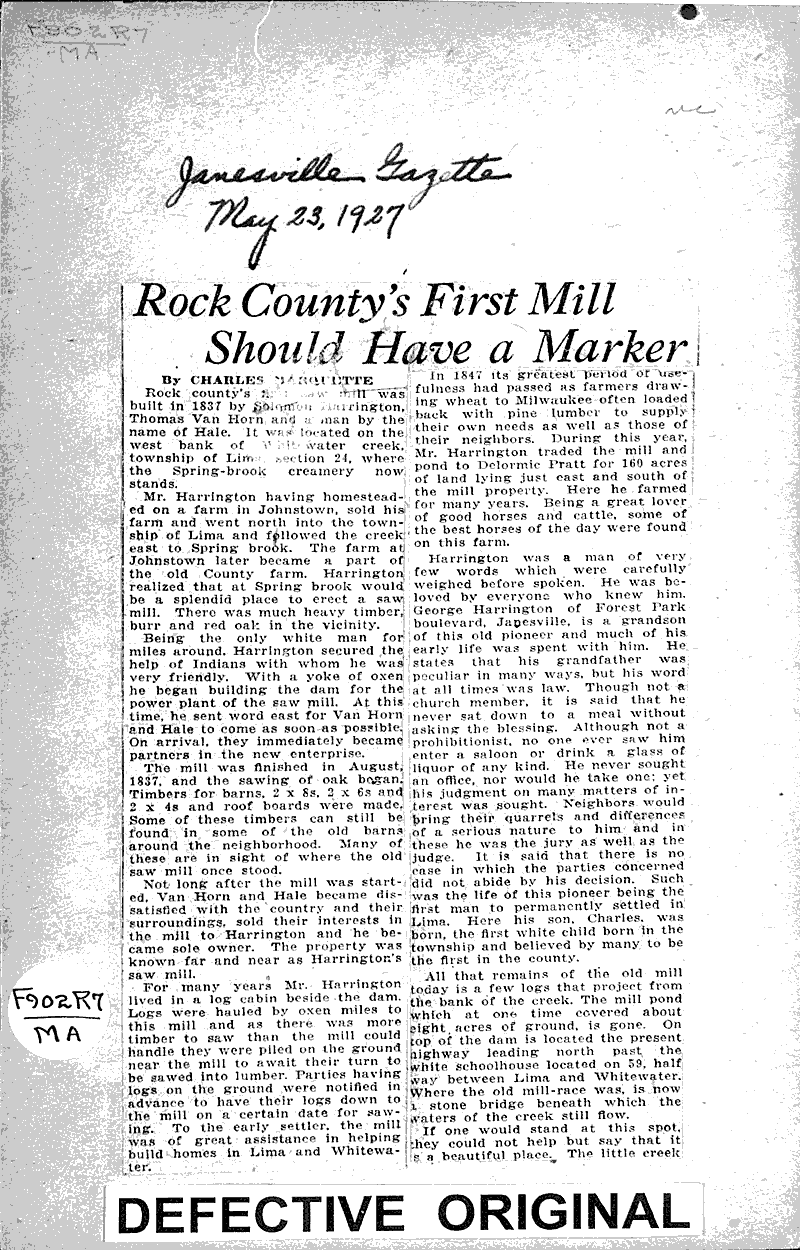  Source: Janesville Gazette Topics: Industry Date: 1927-05-23