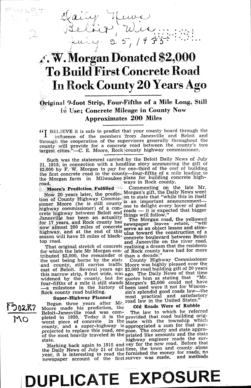  Source: Beloit Daily News Topics: Transportation Date: 1935-07-25