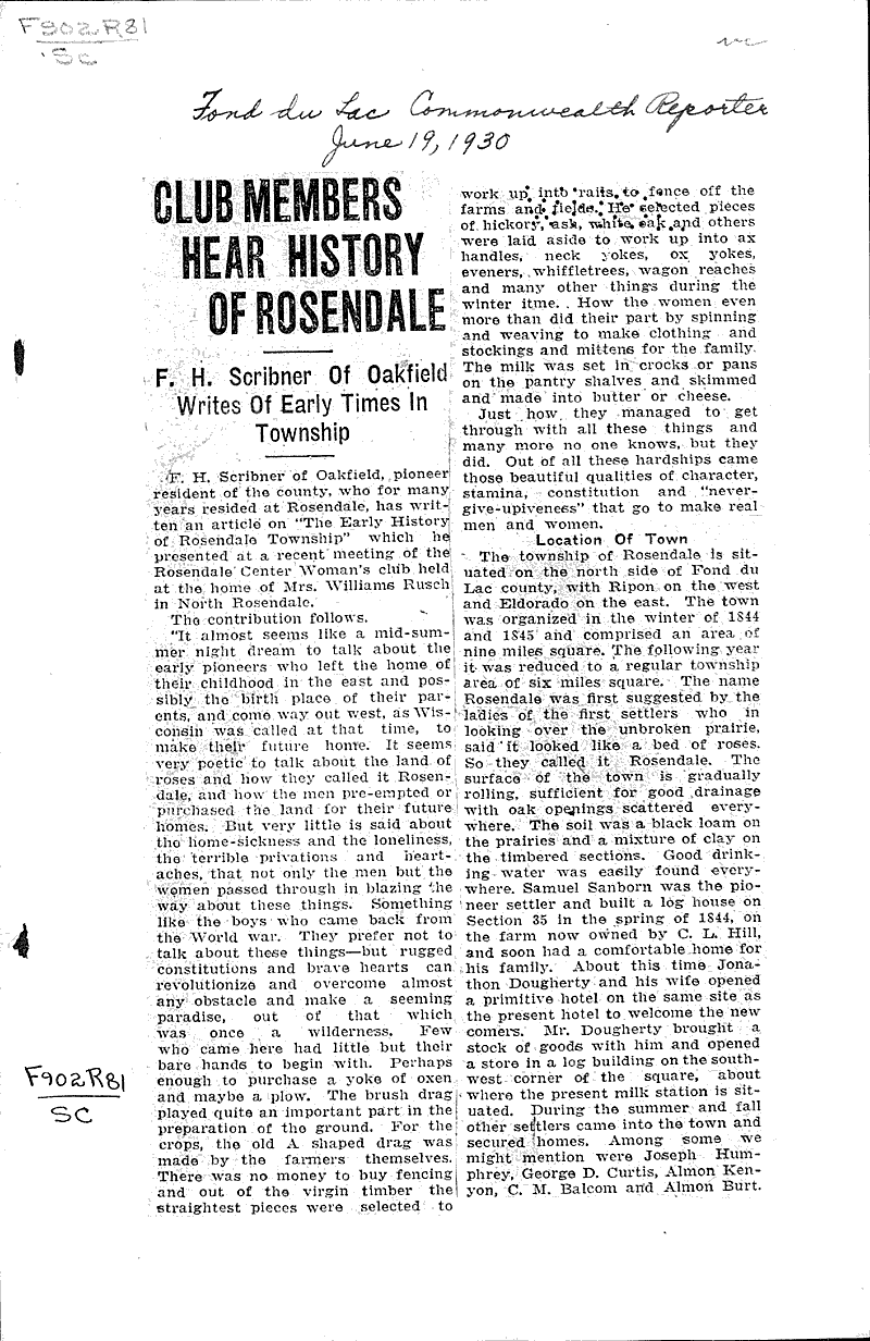 Club members hear history of Rosendale Newspaper Article/Clipping