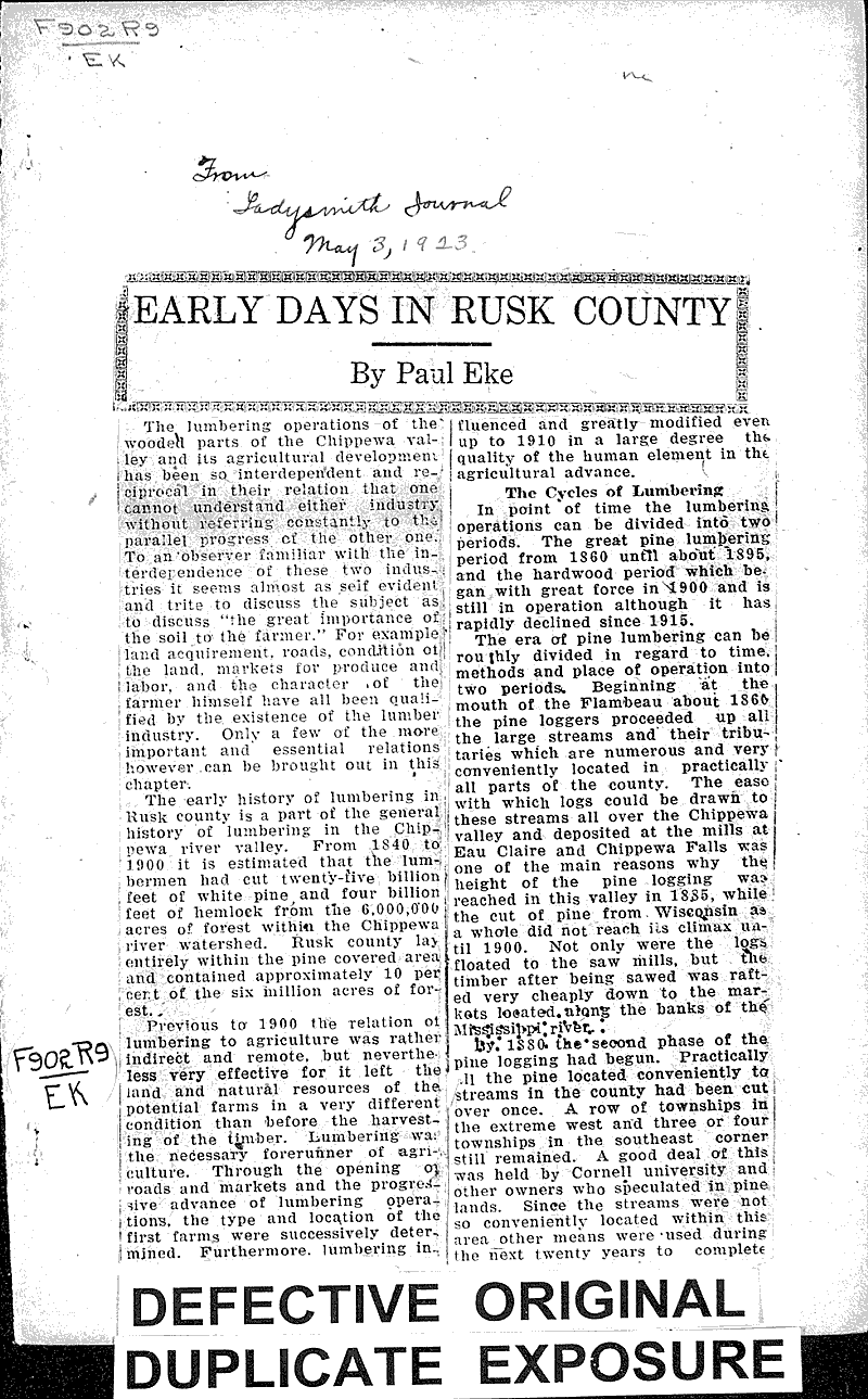  Source: Ladysmith Journal Topics: Industry Date: 1923-05-03