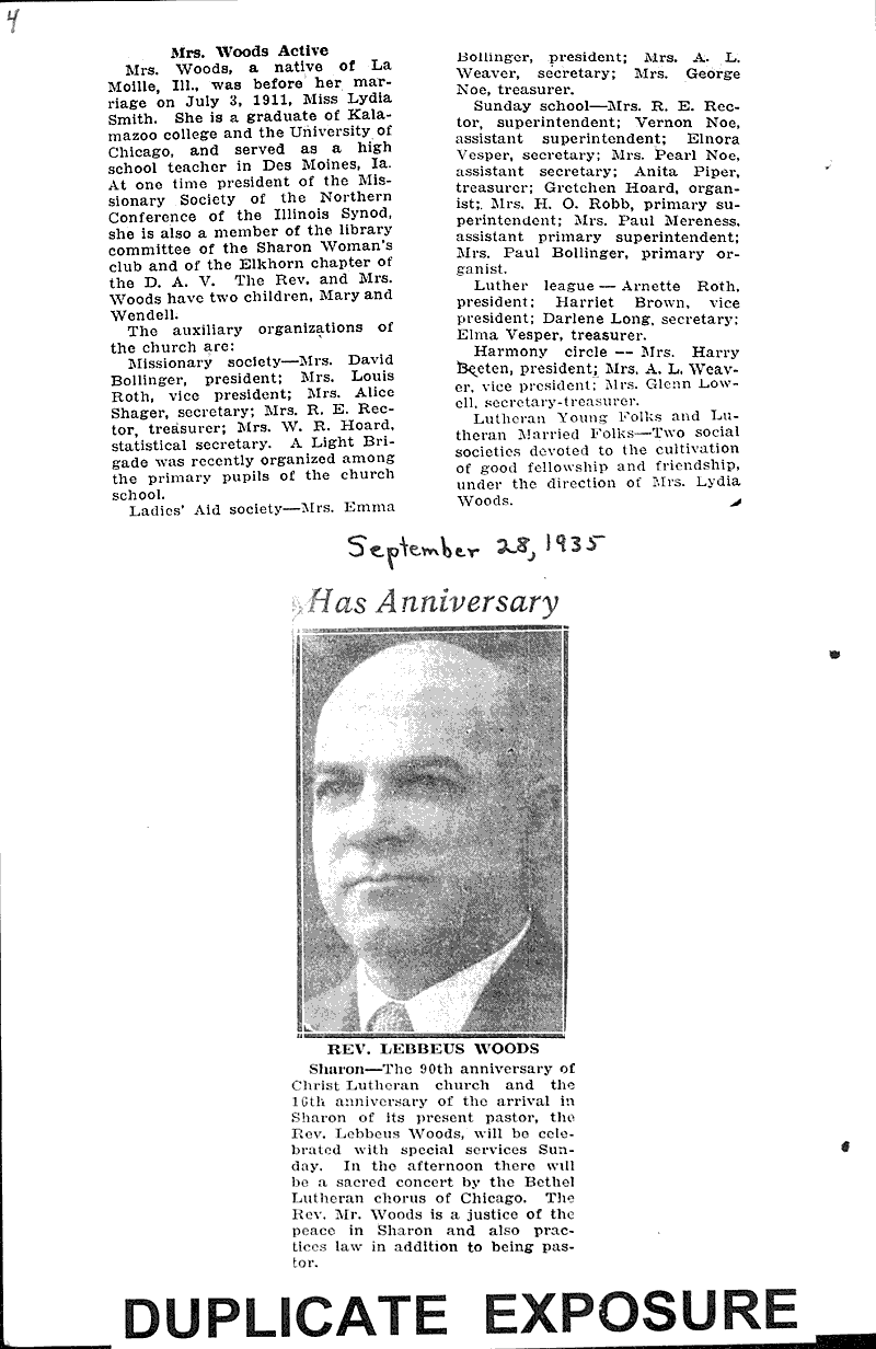  Source: Janesville Gazette Topics: Church History Date: 1935-09-26