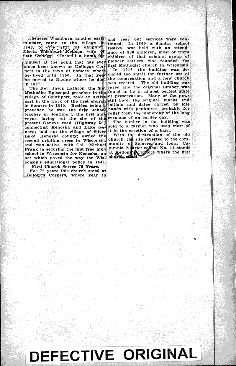  Source: Racine Journal Topics: Church History Date: 1927-12-21