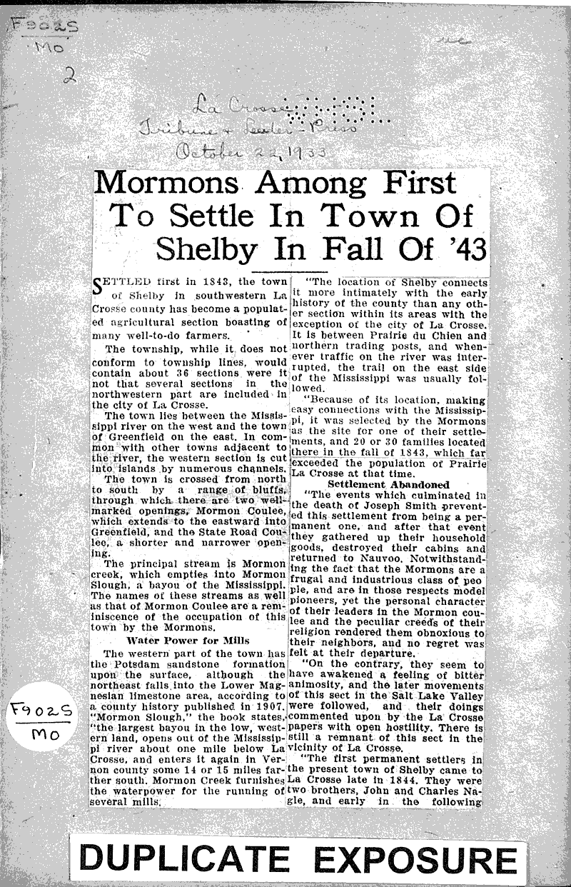  Source: La Crosse Tribune and Leader-Press Topics: Immigrants Date: 1933-10-22