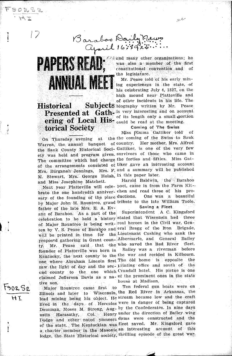  Source: Baraboo Daily News Topics: Education Date: 1926-04-16