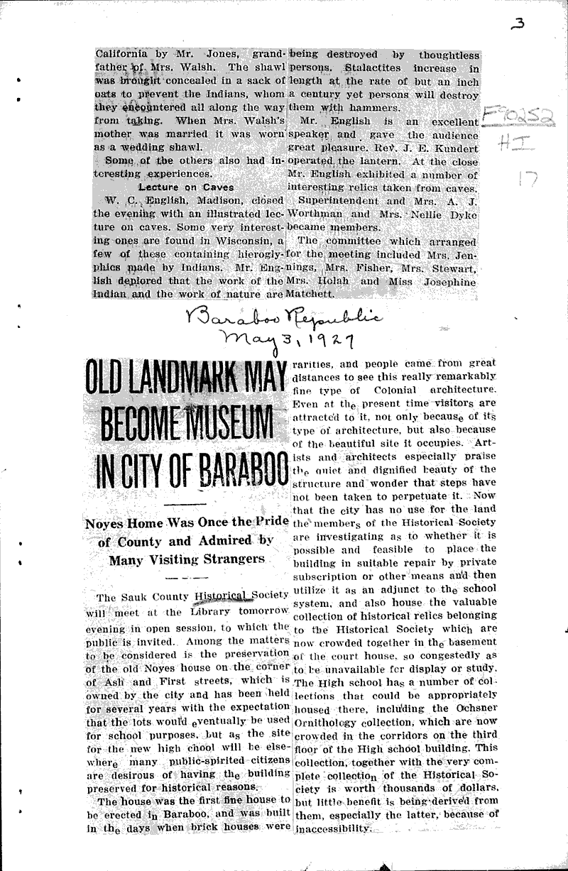  Source: Baraboo Daily News Topics: Education Date: 1926-04-16