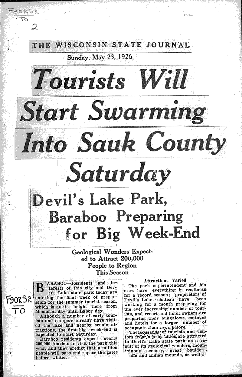  Source: Wisconsin State Journal Topics: Voyages and Travels Date: 1926-05-23