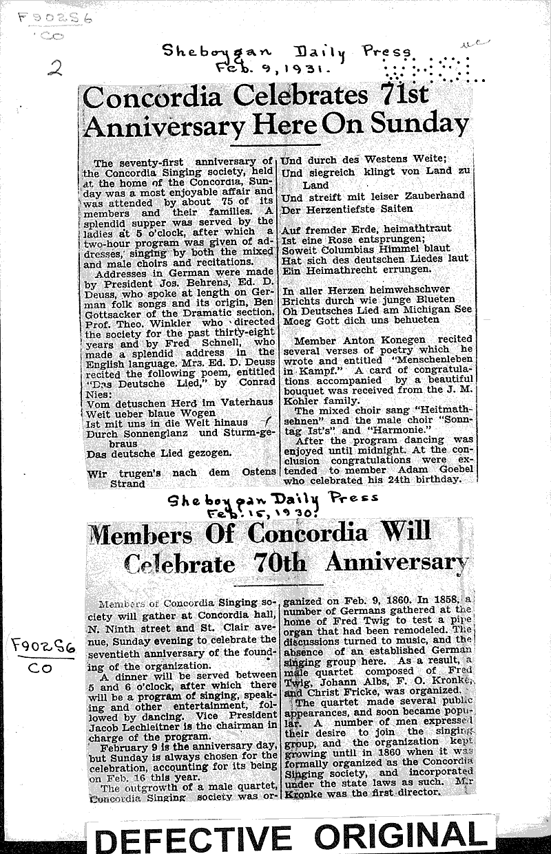  Source: Sheboygan Daily Press Topics: Art and Music Date: 1931-02-09