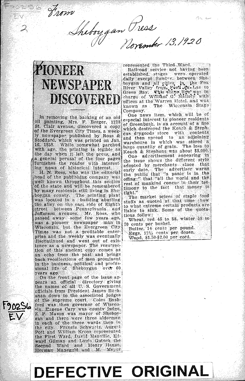  Source: Sheboygan Press Topics: Immigrants Date: 1920-11-13