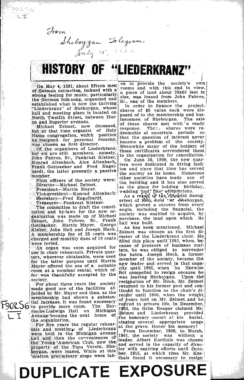  Source: Sheboygan Telegram Topics: Immigrants Date: 1922-07-15