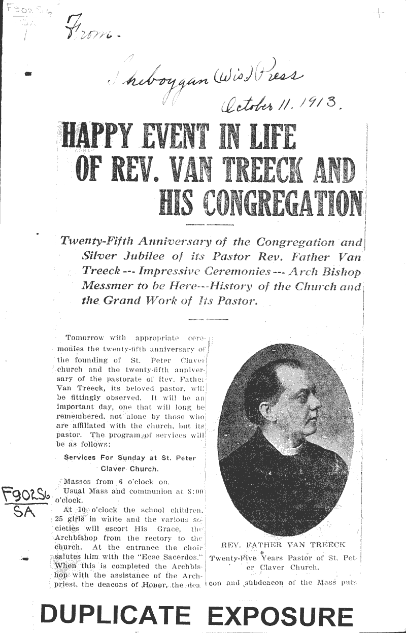  Source: Sheboygan Press Topics: Church History Date: 1913-10-11