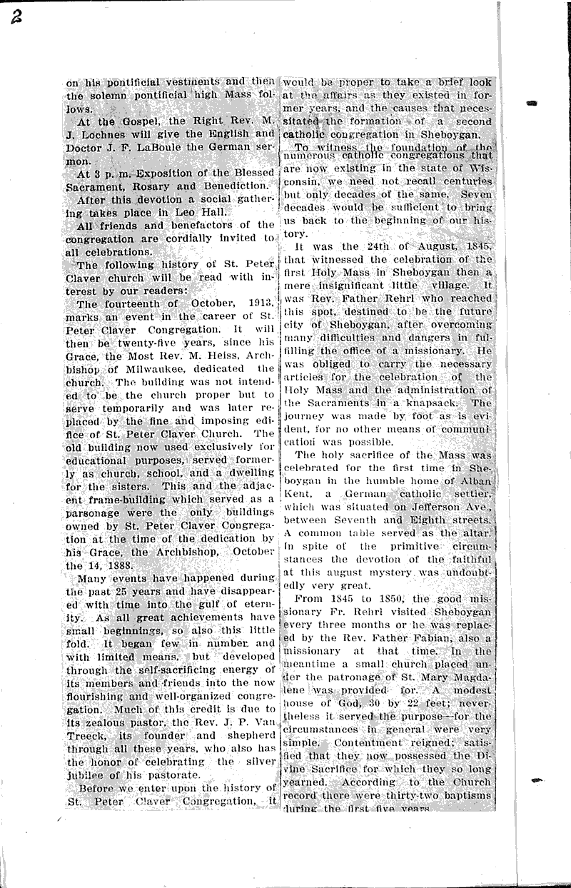  Source: Sheboygan Press Topics: Church History Date: 1913-10-11