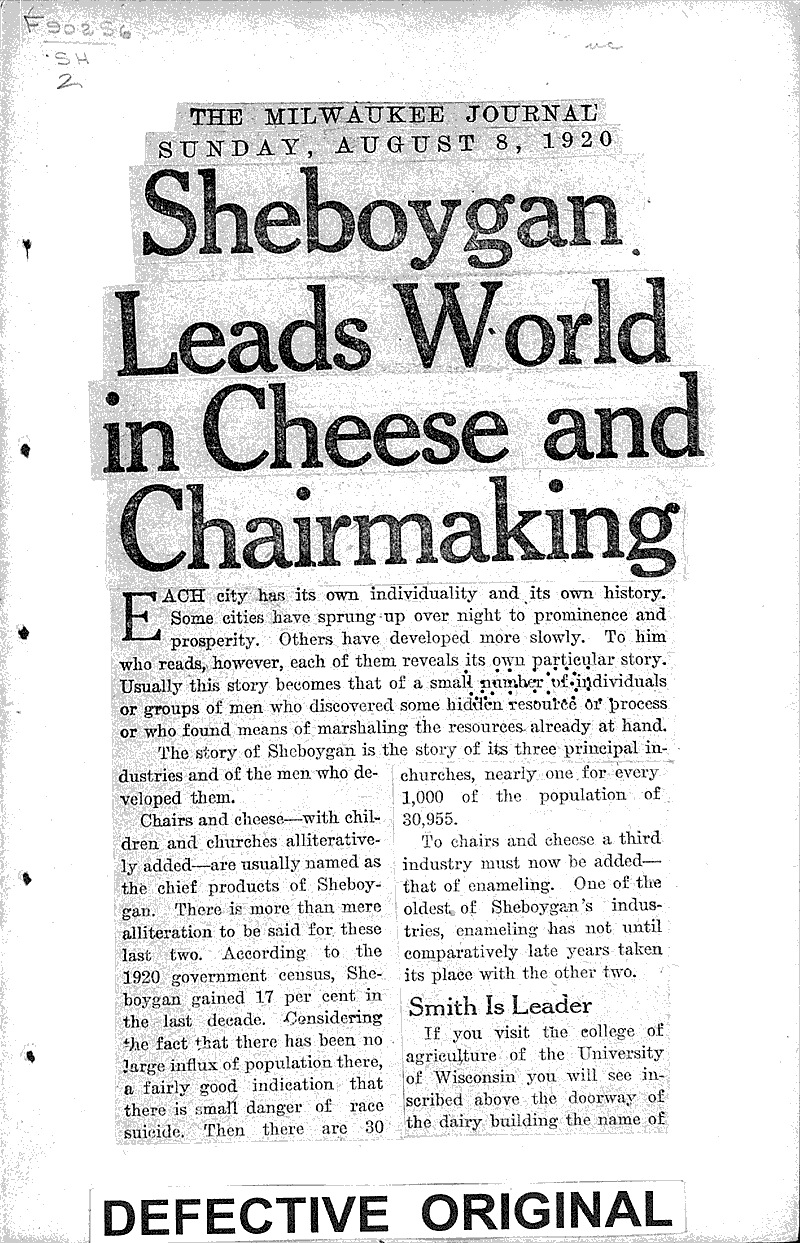  Source: Milwaukee Journal Topics: Agriculture Date: 1920-08-08