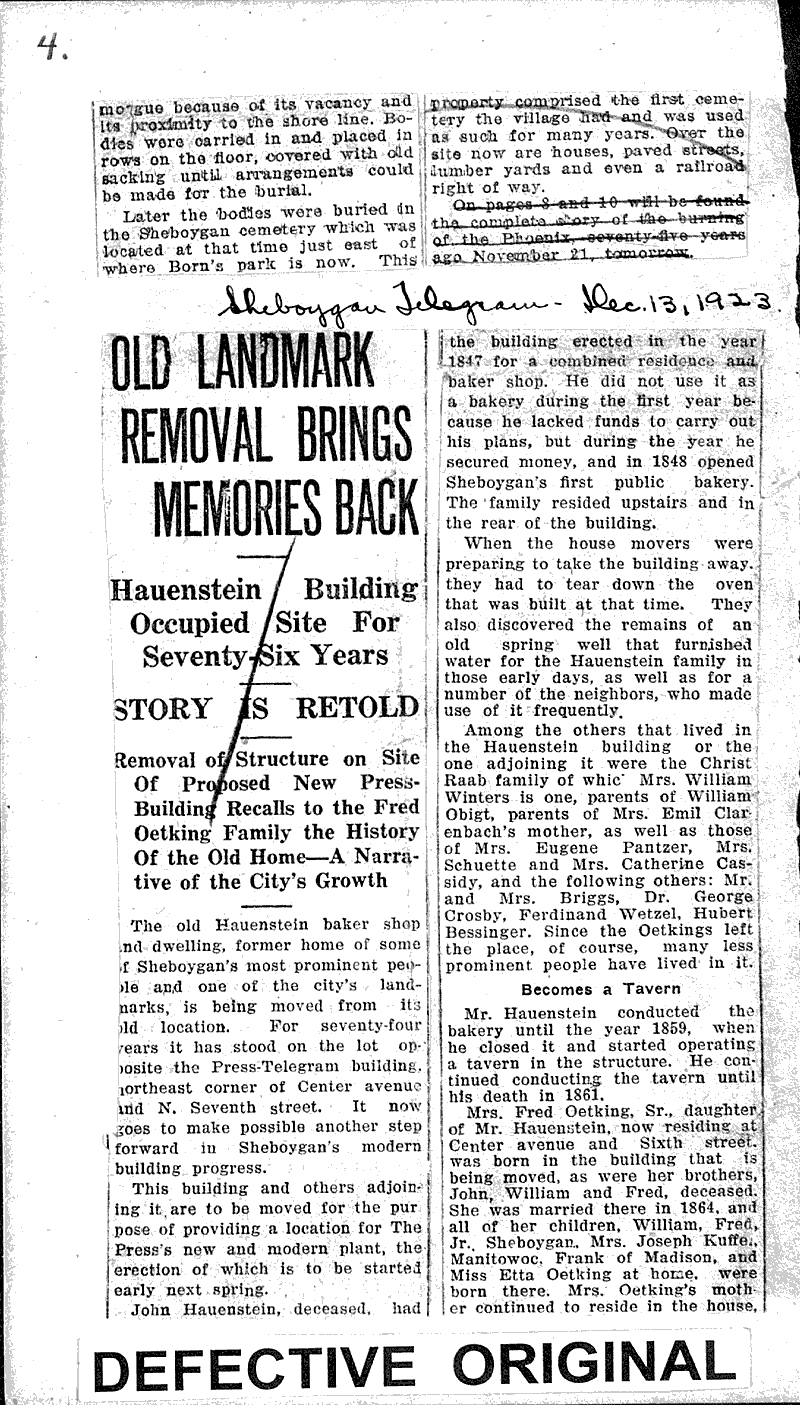  Source: Sheboygan Telegram Topics: Architecture Date: 1921-12-23