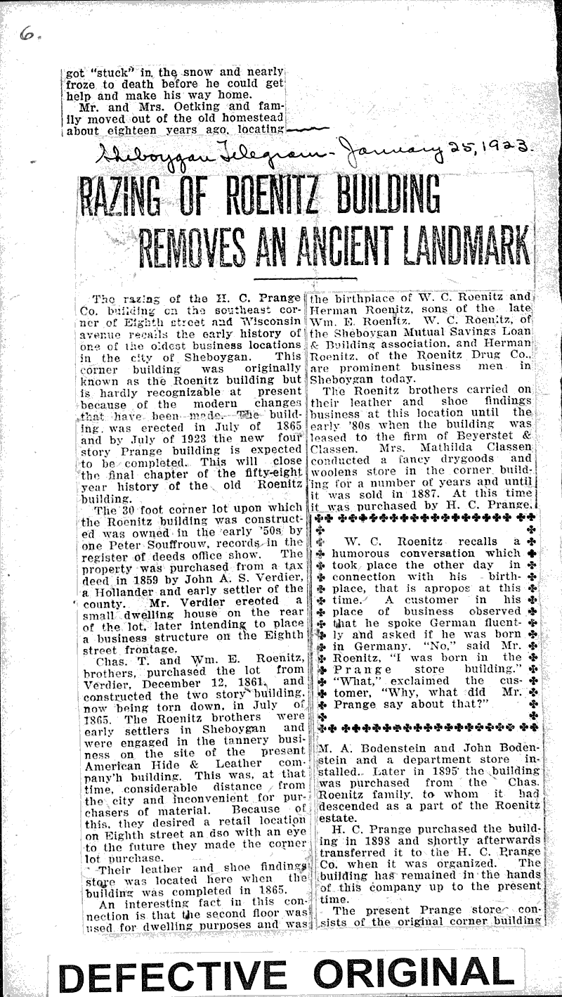  Source: Sheboygan Telegram Topics: Architecture Date: 1921-12-23
