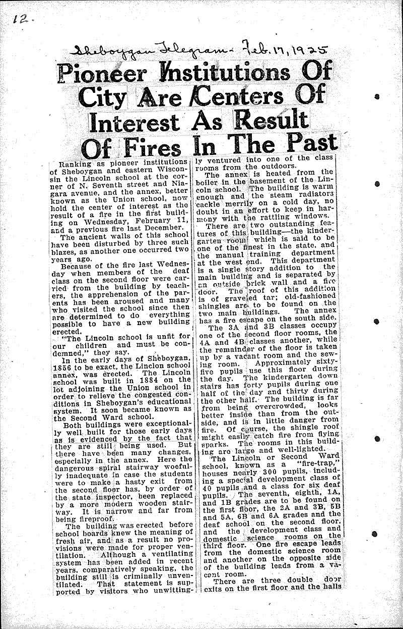  Source: Sheboygan Telegram Topics: Architecture Date: 1921-12-23