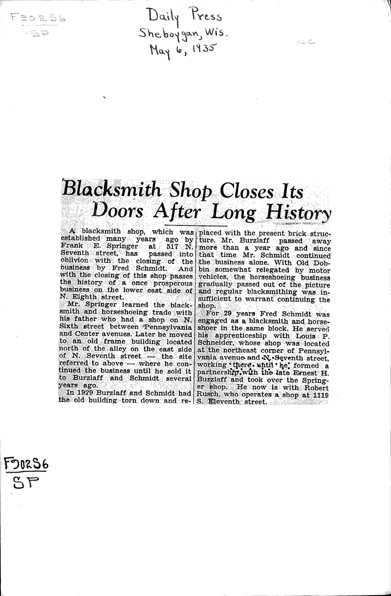  Source: Sheboygan Daily Press Topics: Industry Date: 1935-05-06