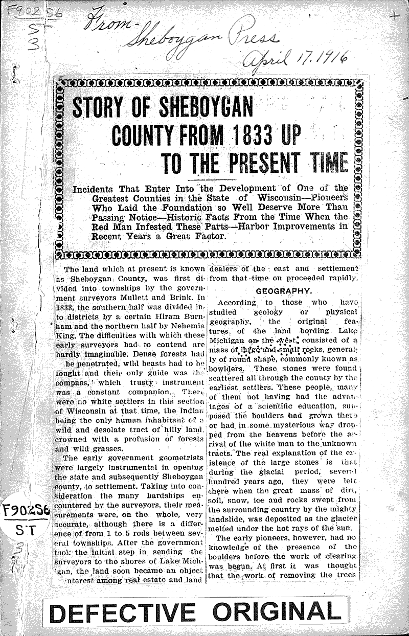  Source: Sheboygan Press Topics: Immigrants Date: 1916-04-17