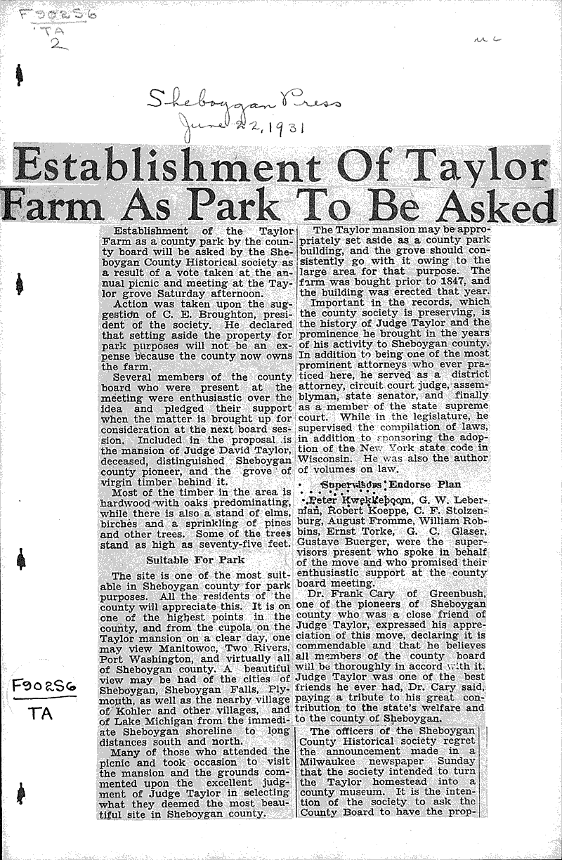  Source: Sheboygan Press Topics: Education Date: 1931-06-22