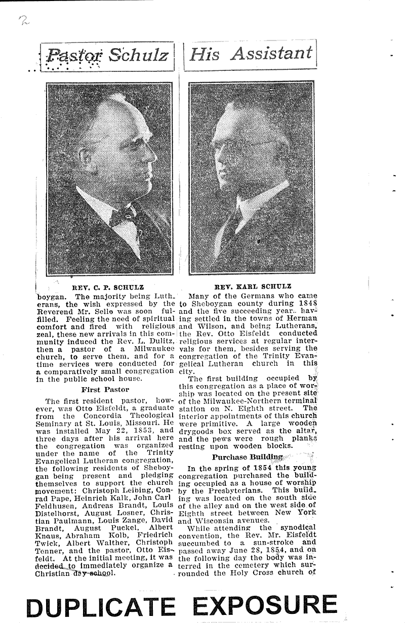  Source: Sheboygan Press Topics: Church History Date: 1928-05-26