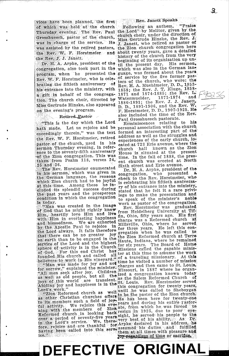  Source: Sheboygan Press Topics: Church History Date: 1928-07-13