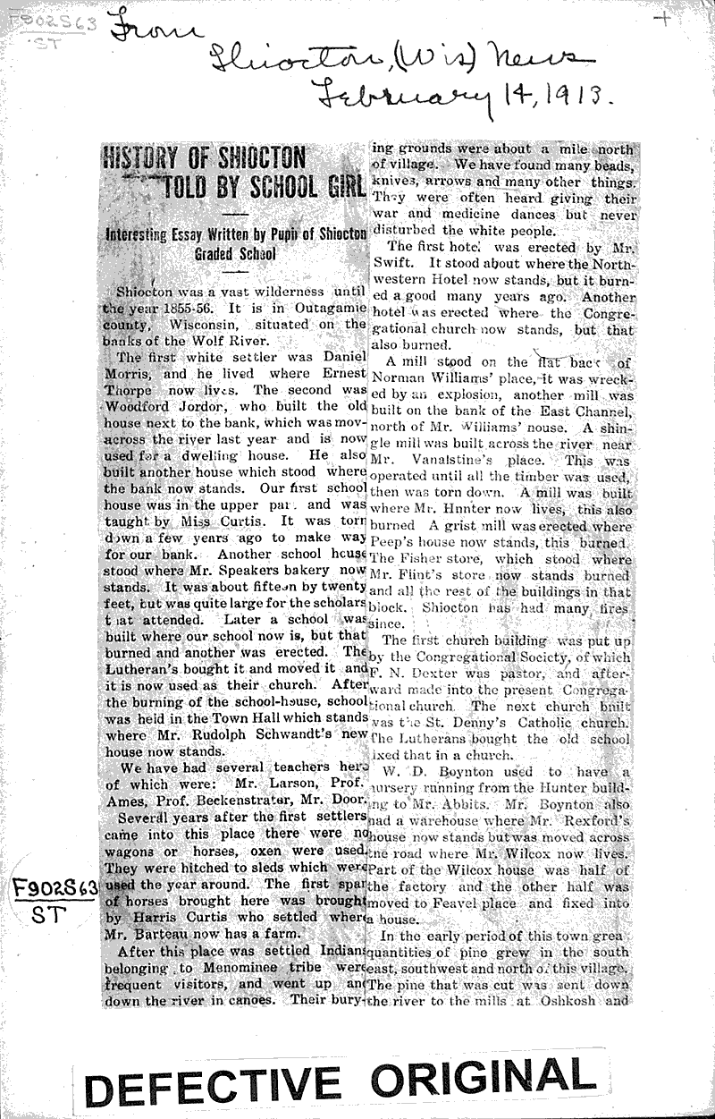  Source: Shiocton News Topics: Immigrants Date: 1913-02-14