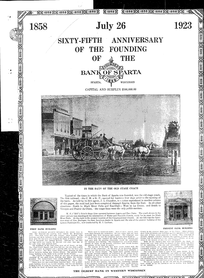 Sixtyfifth anniversary of the founding of the bank of Sparta