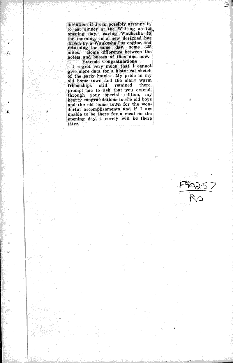 Early resident recalls history of pioneer days Newspaper Article/Clipping Wisconsin