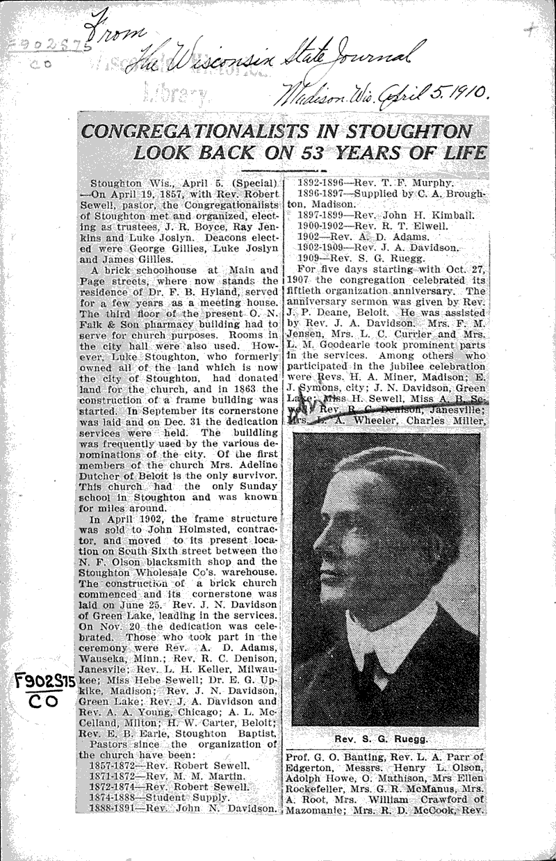 Congregationalists in Stoughton look back on 53 years of life Newspaper Article/Clipping