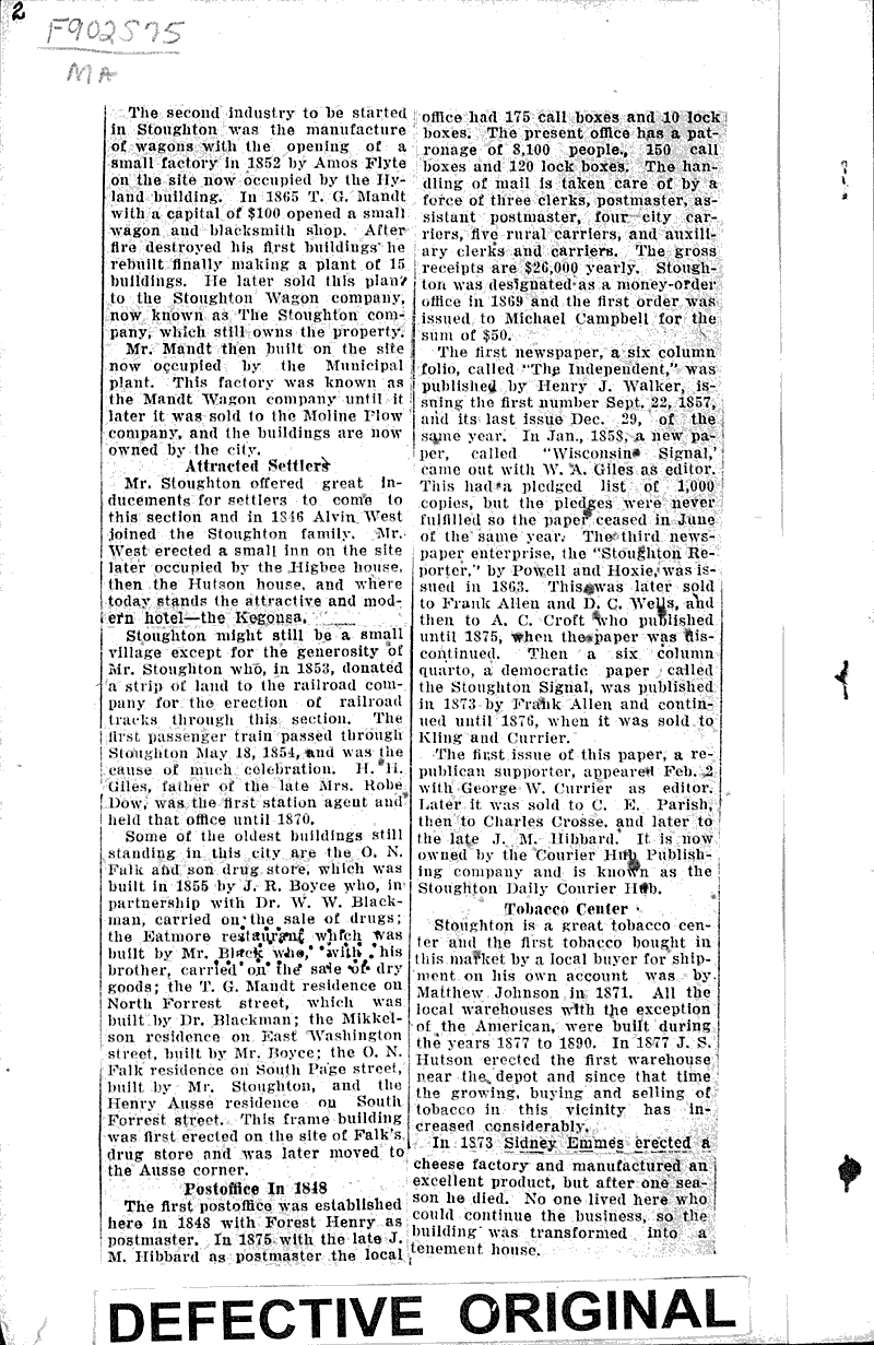 Stoughton owes name to hardy explorer Newspaper Article/Clipping Wisconsin Historical Society