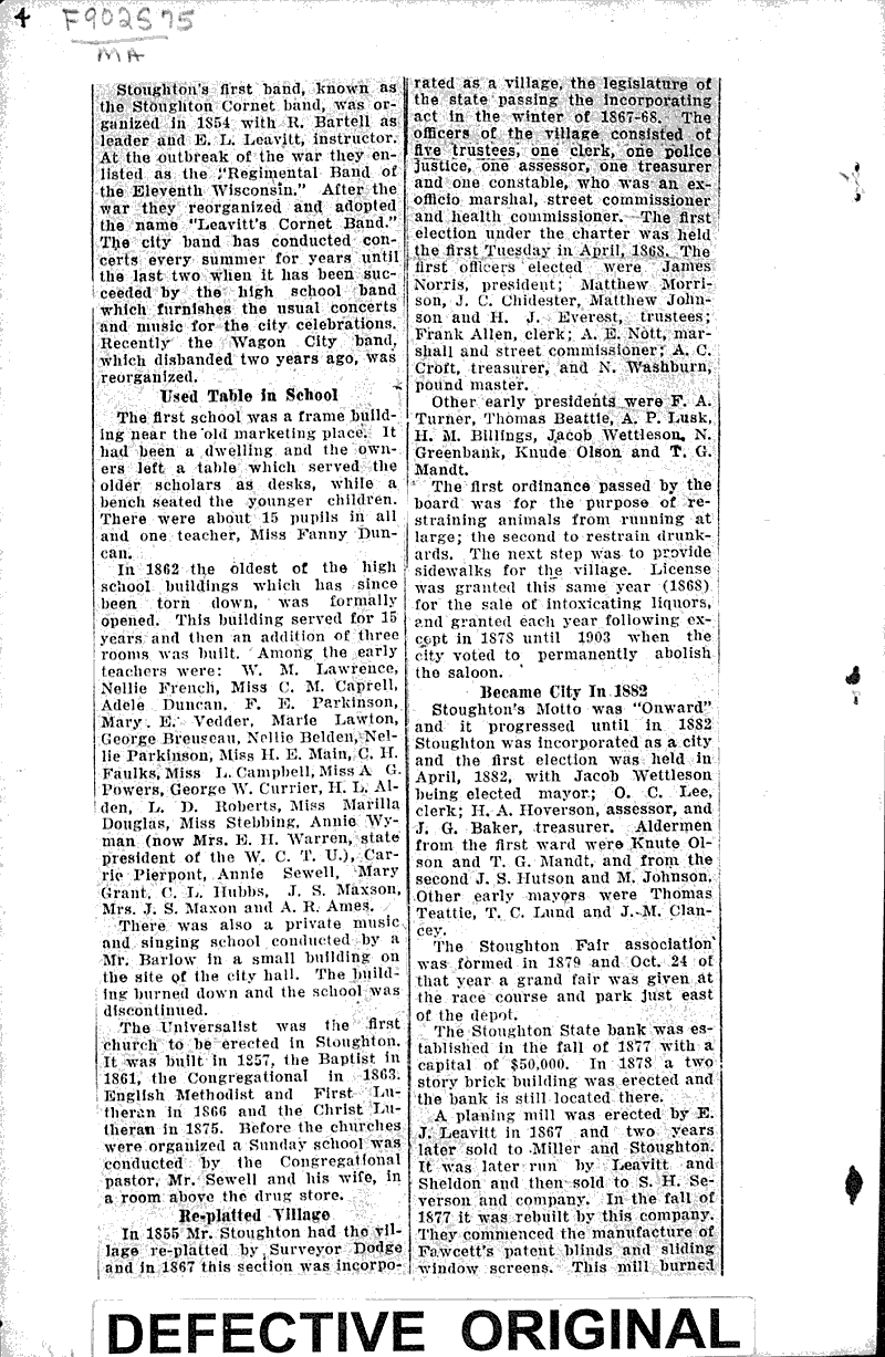 Stoughton owes name to hardy explorer Newspaper Article/Clipping Wisconsin Historical Society