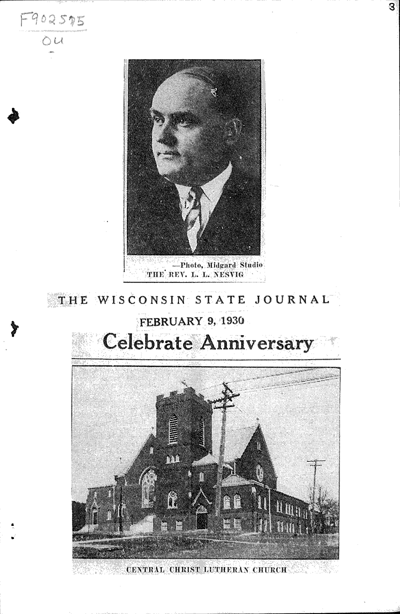  Source: Wisconsin State Journal Topics: Church History Date: 1930-02-09