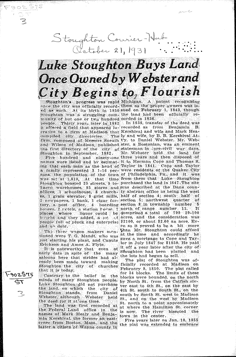 Source: Stoughton Courier-Hub Date: 1931-10-21